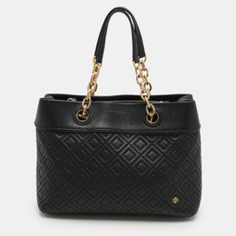 Tory Burch Black Quilted Leather Fleming Chain Tote 1156564