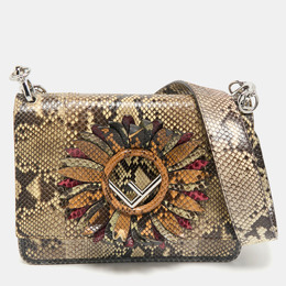 Fendi Beige Python Kan I F Logo Shoulder Bag 1156423