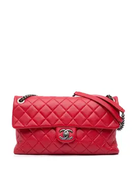 Chanel 2014-2015 Large Quilted Shiny Lambskin Burgundy Rocks Flap shoulder bag 30469002
