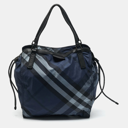 Burberry Blue Mega Check Nylon and Leather Buckleigh Tote 1158044