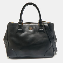 Tory Burch Black Leather Large Robinson Double Zip Tote 1158097