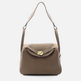 Hermes Etoupe Grey Taurillon Clemence Leather Lindy 26 Shoulder Bag 1156999