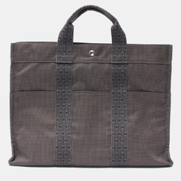 Hermes Gray Nylon Canvas Herline MM Tote Bag 1157007