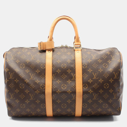 Louis Vuitton Keepall 45 Travel Hand Bag Monogram Leather Brown 1157014