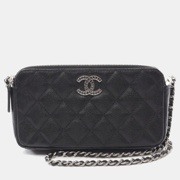 Chanel Black Leather Small Clutch With Chain 1156945