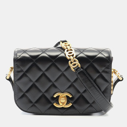 Chanel Black Leather and Suede Chain Shoulder Bag 1156909