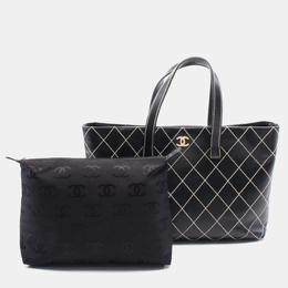 Chanel Black Leather Wild Stitch Tote Bag 1156949