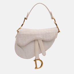 Christian Dior White Mini Oblique Canvas Saddle Bag 1156685