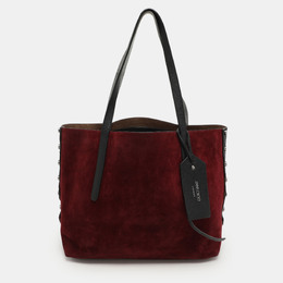 Jimmy Choo Burgundy Leather and Suede Twist Tote 1156571