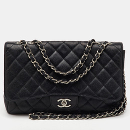 Chanel Black Quilted Caviar Leather Jumbo Classic Single Flap Bag 1156333