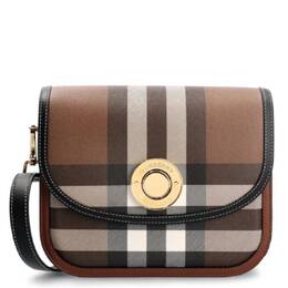 Burberry Dark Birch Brown Check And Leather Medium Elizabeth Bag 8069656