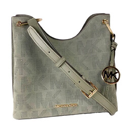 Сумка Michael Kors Joan Large Perforated Suede Leather Slouchy, серо-зеленый 212131