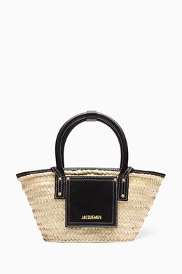 Jacquemus Small Le Petit Panier Soli Basket Bag in Straw & Leather 216057836_2709