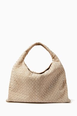 Bottega Veneta Large Hop Shoulder Bag in Intrecciato Suede 218392405_7762