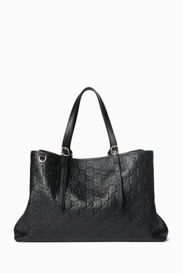 Gucci Large GG Emblem Tote Bag in Leather 218396917_13