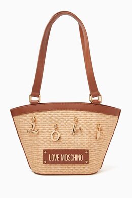 Love Moschino Item Love Tote Bag in Raffia & Faux Leather 217949949_7762