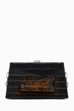 Maison Margiela Small Snatched Clutch Bag in Croc-embossed Leather 218337500_13