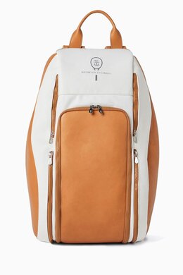 Brunello Cucinelli Padel Backpack in Leather & Techno Fabric 217969793_7762