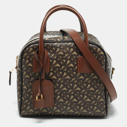 Burberry Brown TB Monogram Coated Canvas and Leather Cube Bowling Bag 1158550