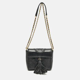 Tory Burch Black Quilted Leather Fleming Tassel Crossbody Bag 1158360