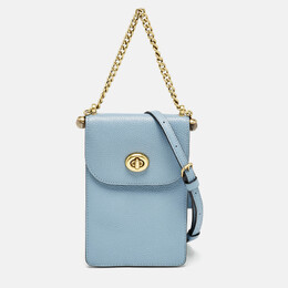 Coach Light Blue Leather Liv Phone Crossbody Bag 1158351