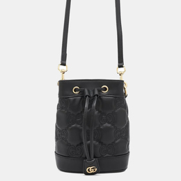 Gucci Black Leather GG Matelasse Bucket Bag 1157672