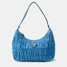 Prada Light Blue Nylon Gathered One Shoulder Bag 1157687