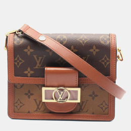 Louis Vuitton Brown Coated Canvas Leather Dauphine Mini Monogram Reverse Shoulder Bag 1157464