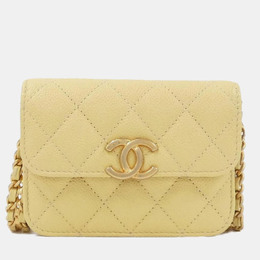 Chanel Yellow Quited Leather Chain Clutch 1157499