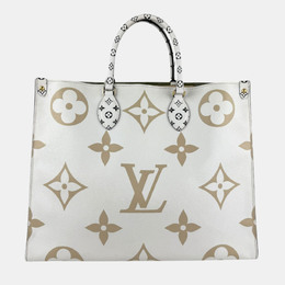Louis Vuitton Kaki Beige Coated Canvas Monogram Giant Onthego GM Tote Bag 1157452