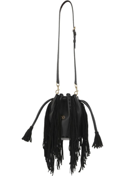 Сумка через плечо из кожи с бахромой от Valentino Garavani, черный 6w2b0r28luj | черный
