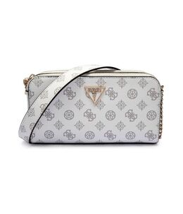 Сумка женсепя Guess Erica мессенджер с фирменным принтом, белый gu252w000033k7300os | bianco