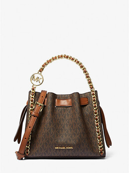 Маленькая фирменная сумка-цепочка с логотипом Mina Michael Kors, коричневый 35h3g4mc1b | brown