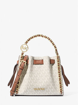 Маленькая фирменная сумка-цепочка с логотипом Mina Michael Kors, белый 35h3g4mc1b | vanilla
