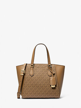 Маленькая фирменная сумка Taryn с логотипом и кожаной отделкой через плечо Michael Kors, коричневый 32r5gtbc1b | husk