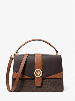 Сумка-Саквояж Greenwich среднего размера с фирменным логотипом Michael Kors, коричневый 35s5ggrs6v | brown