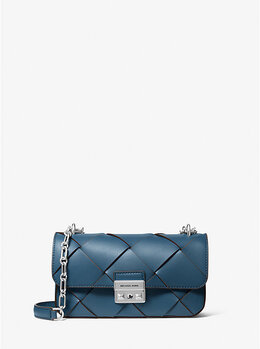 Маленькая сумка через плечо из плетеной кожи Tribeca Michael Kors, синий 30s5s2rl5l | dk chambray