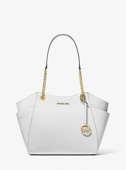 Большая сумка через плечо из сафьяновой кожи Jet set Michael Kors, белый 35t5gtvt3l | optic white
