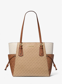 Большая сумка-тоут Voyager с цветными блоками и фирменным логотипом Michael Kors, коричневый 35s5gv6t7b | camel mlt