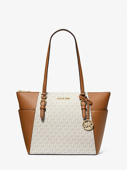 Сумка-Тоут Charlotte с большим логотипом и кожаной застежкой-молнией сТопу Michael Kors, белый 35t0gcft3b | vanilla