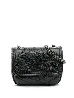 Saint Laurent 2022 Micro Crinkled Leather Niki Airpods Case with Chain crossbody bag 29707683