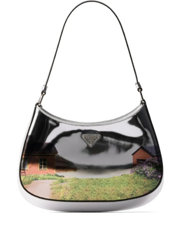 Сумка через плечо Prada Cleo из матовой кожи с принтом, серебряный 1bc499voo42c34 | серебристый
