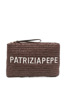 Клатч Patrizia Pepe с вышитым логотипом, коричневый 2b0134v039 | коричневый