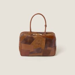 Красивая кожаная сумка в стиле пэчворк Miu Miu, коричневый 5bb117_2cri_f0046_v_mln | cognac