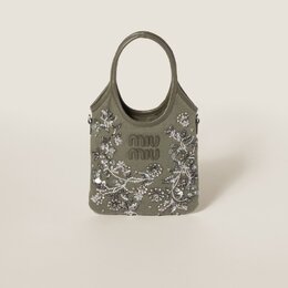 Сумка из габардина с вышивкой плющом Miu Miu, зеленый 5ba281_2cu8_f0393_v_orn | vert olive