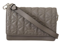 Элегантная серая кожаная сумка через плечо Karl Lagerfeld 0011989979 | grey