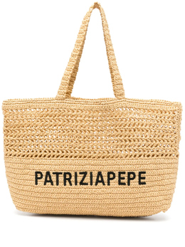 Сумка-тоут Patrizia Pepe с вышитым логотипом, нейтральный 2b0119v039 | нейтральные цвета