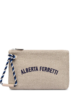 Alberta Ferretti клатч с вышивкой, нейтральный aef25152b84088210 | нейтральные цвета
