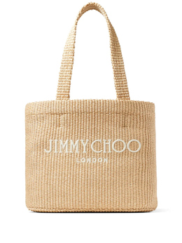 Jimmy Choo пляжная сумка среднего размера с вышитым логотипом, нейтральный beachtoteewmjyn | нейтральные цвета