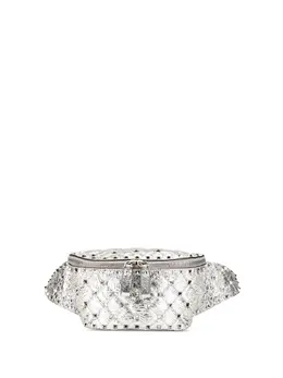 Valentino Garavani 2000-2017 Metallic Craquele Nappa Rockstud Spike belt bag 30068389